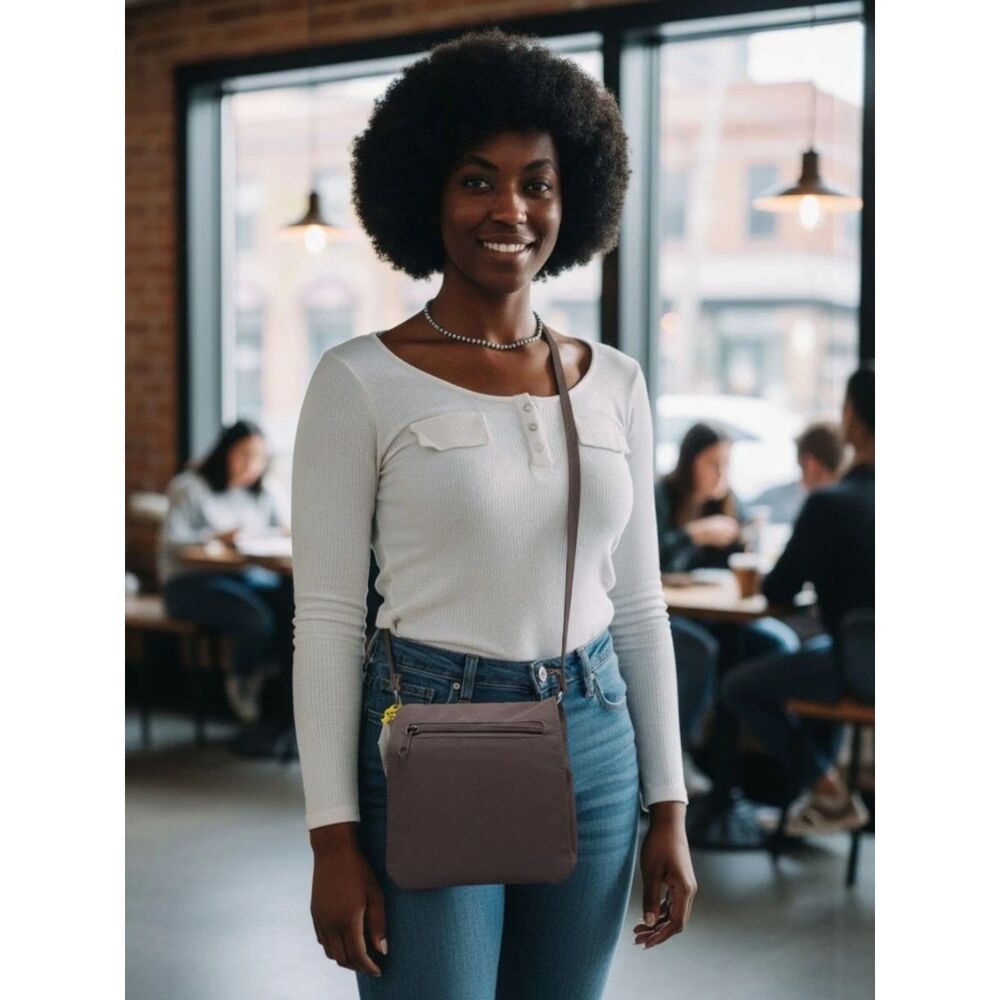 Nylon Crossbody Bag Brown Flap Multi Pocket Gorpcore Travel Purse